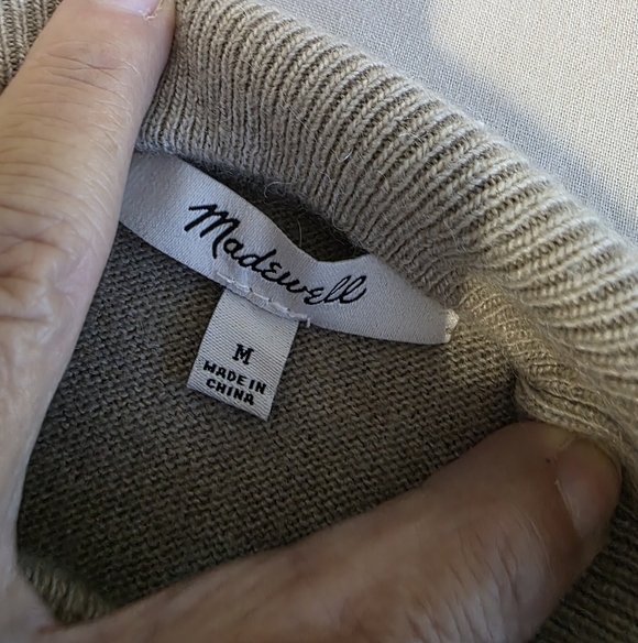 Madewell Taupe Mock Turtleneck Sweater Size Medium - Picture 3 of 5